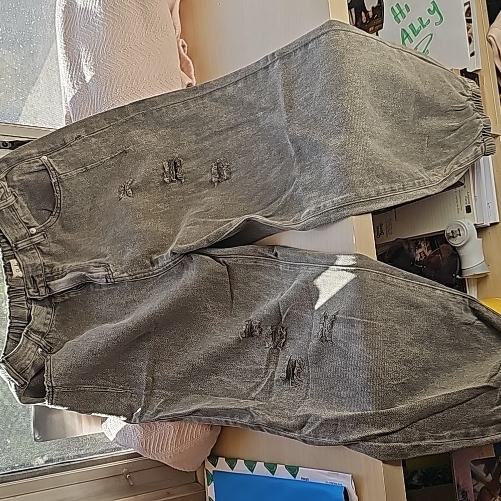 POL distressed jean joggers